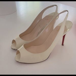 Christian Louboutin Ivory patent slingback size 41